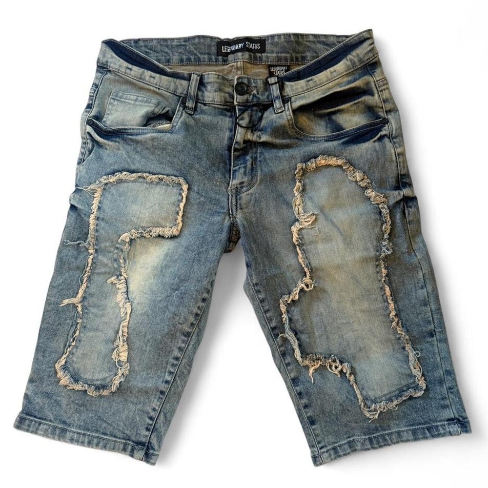 Legendary Status Mens Distressed Streetwear Jorts Blue Denim Shorts Size 30